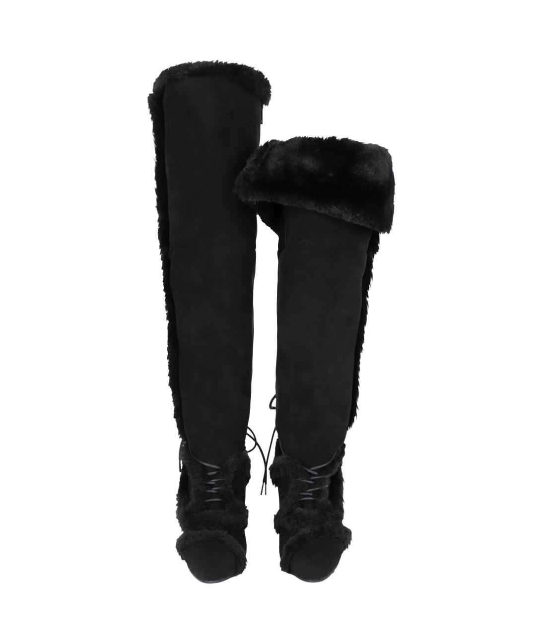 Asym Shearling Wedge Boot / Black