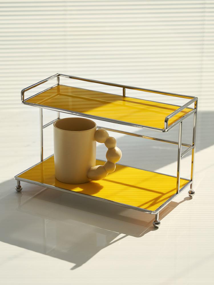 모던 철제 아크릴 수납 선반 2단 트레이 다용도 소품 진열대 화장품
