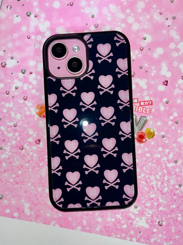 cross bone love glass bumper phone case