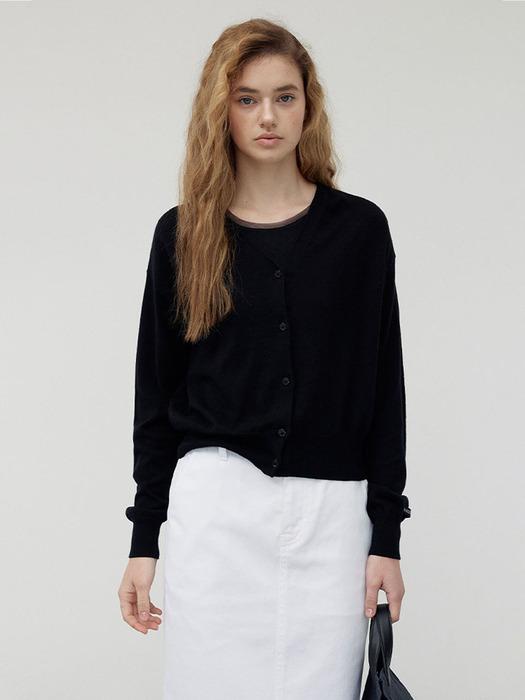Cotton Slik Cardigan, Black