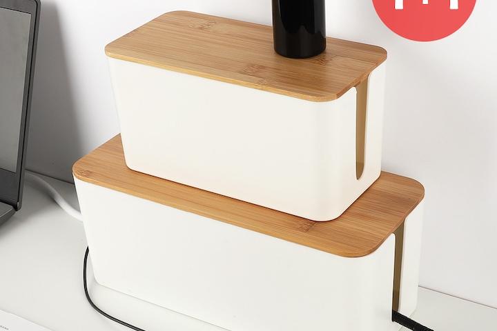 1+1 우드 멀티탭 정리함 다용도 케이블 디자인 보관함 2color