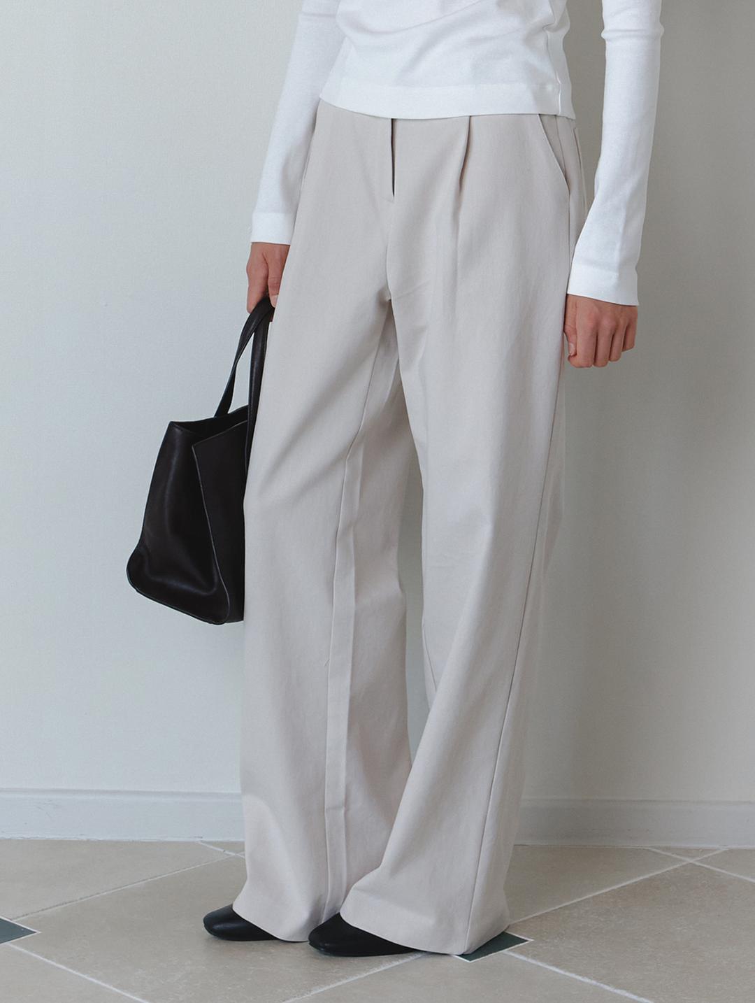 Washed cotton pants_beige