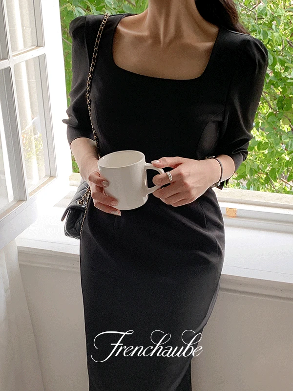 [가을신상][MADE/하객룩]실루엣 하객룩 7부 가을 롱 원피스