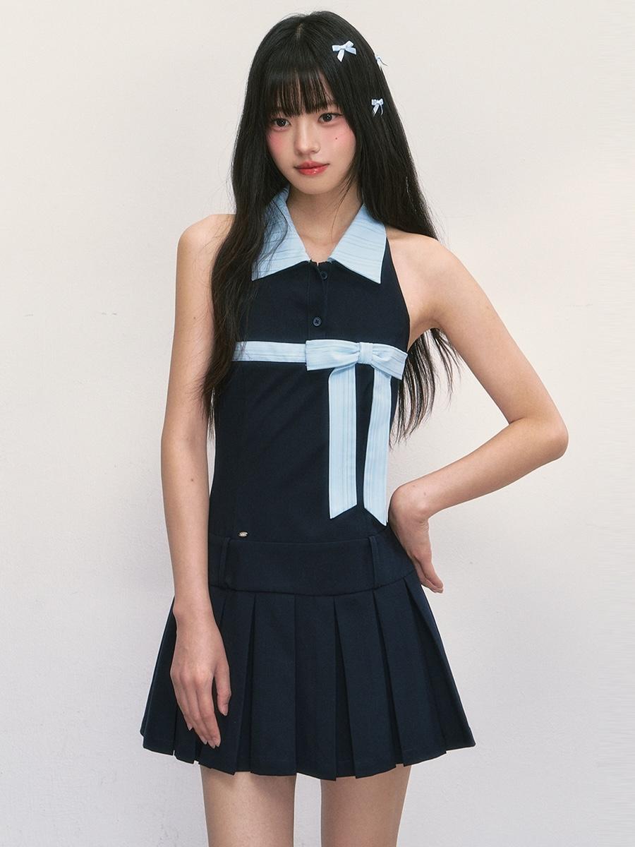 Weekendhub Ribbon Tie Polo Mini Dress