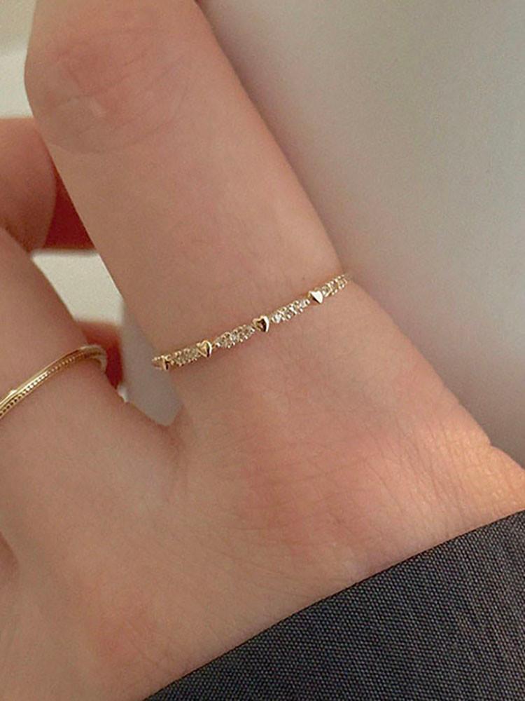 14k 랑데뷰 하트 큐빅 반지 데일리 심플 레이어드 금 우정