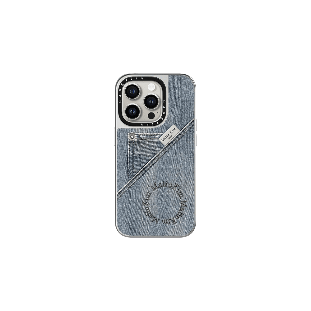 케이스티파이 x 마뗑킴 아이폰 데님 포켓 맥세이프 미러 케이스 실버