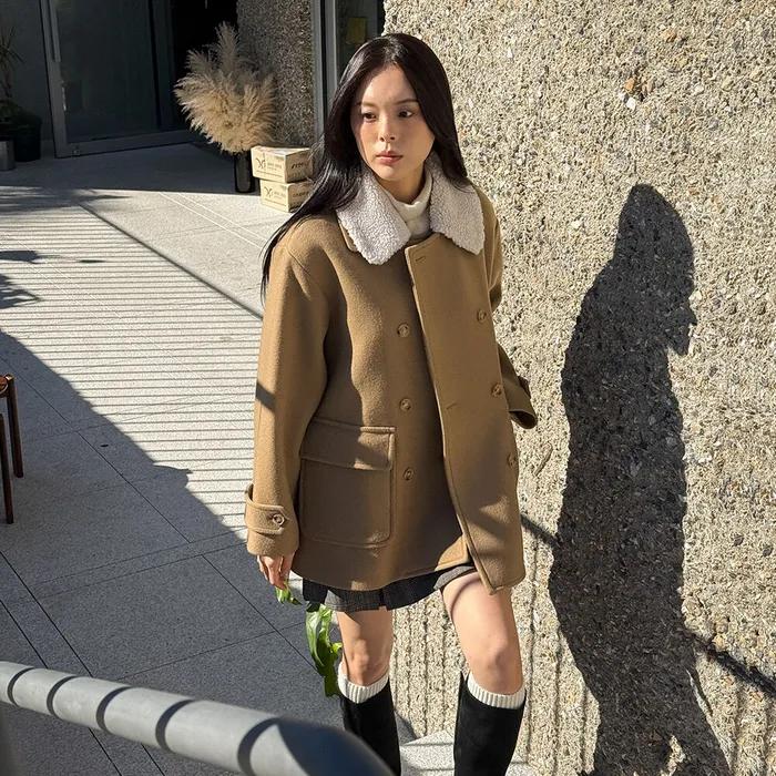 Detachable fur collar double coat [TIWT02CT01]_2color