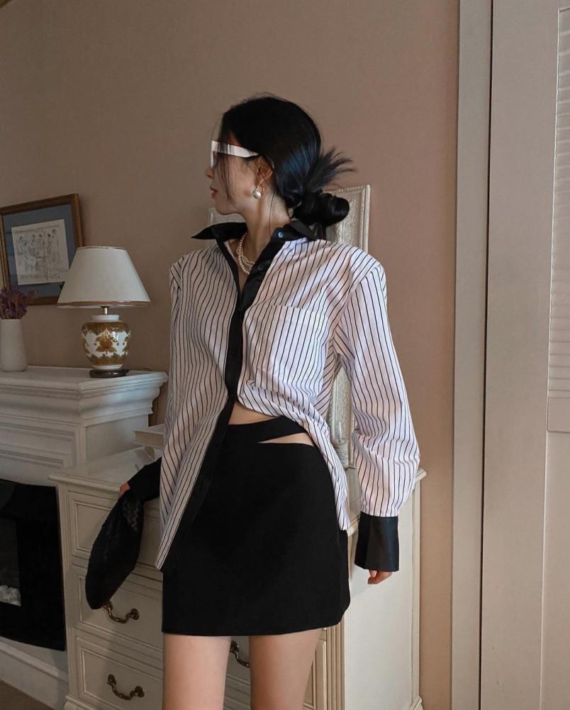 본오본 배색줄지sh✔ S/S 스트라이프 배색 셔츠 블라우스 오피스룩 데일리룩