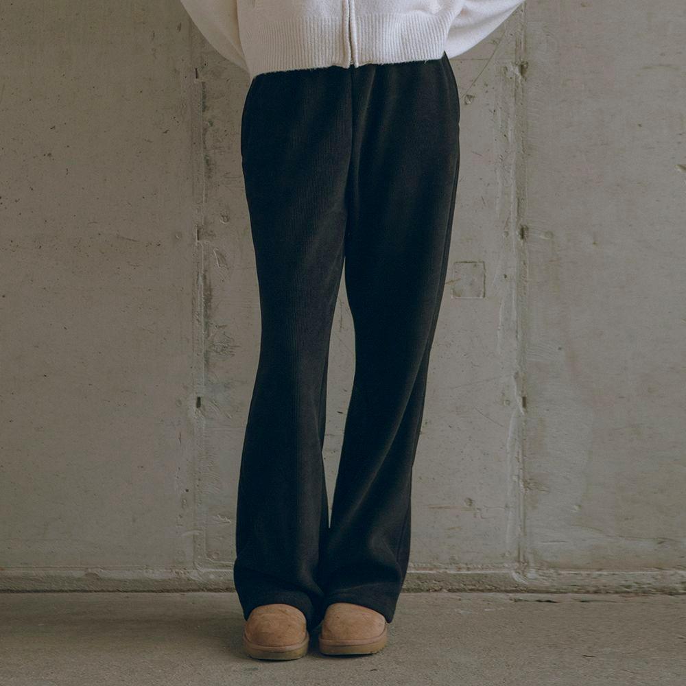 SI-PT7097 기모 골지 스웻 팬츠_Black