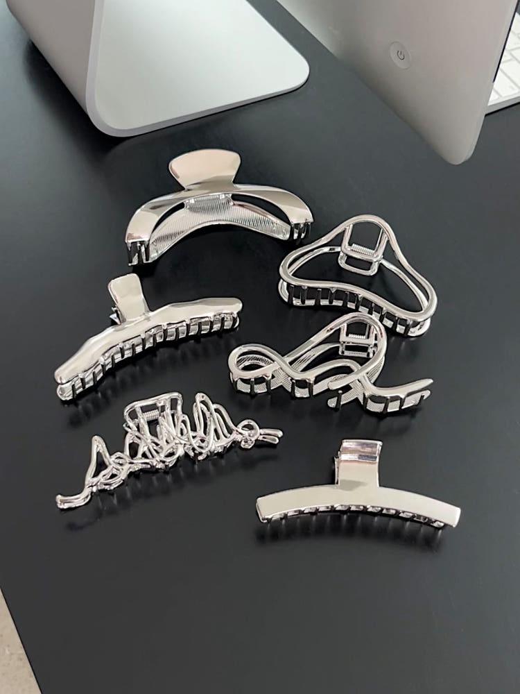 시크 실버 메탈 집게핀 (6type)