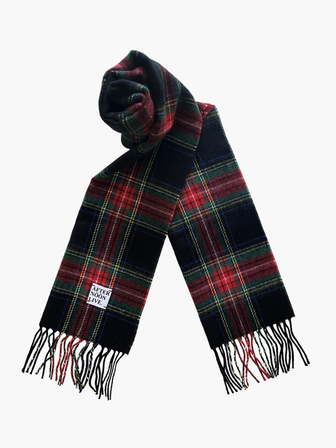 Afternoonlive Wool Muffler (90's Tartan Check Black/Red)