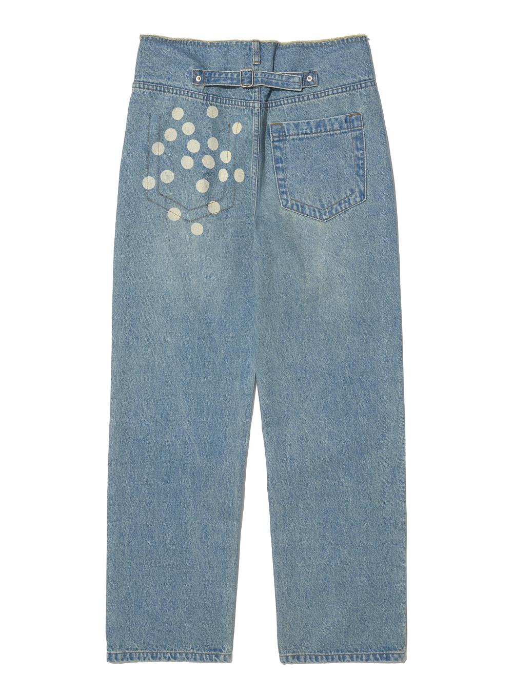 [WOMEN] CUT-OFF WAIST DOT PRINTED JEANS_LIGHT BLUE