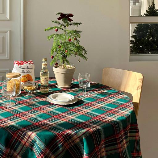 🎄 크리스마스 그린 체크 테이블보 🎁