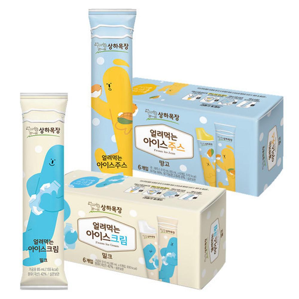 상하목장 얼려먹는 아이스크림 밀크/망고/초코 85ml 6개입