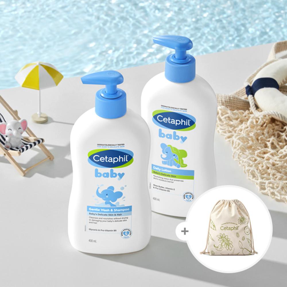 세타필 베이비 저자극 신생아 아기 로션 400ml+워시앤샴푸 400ml