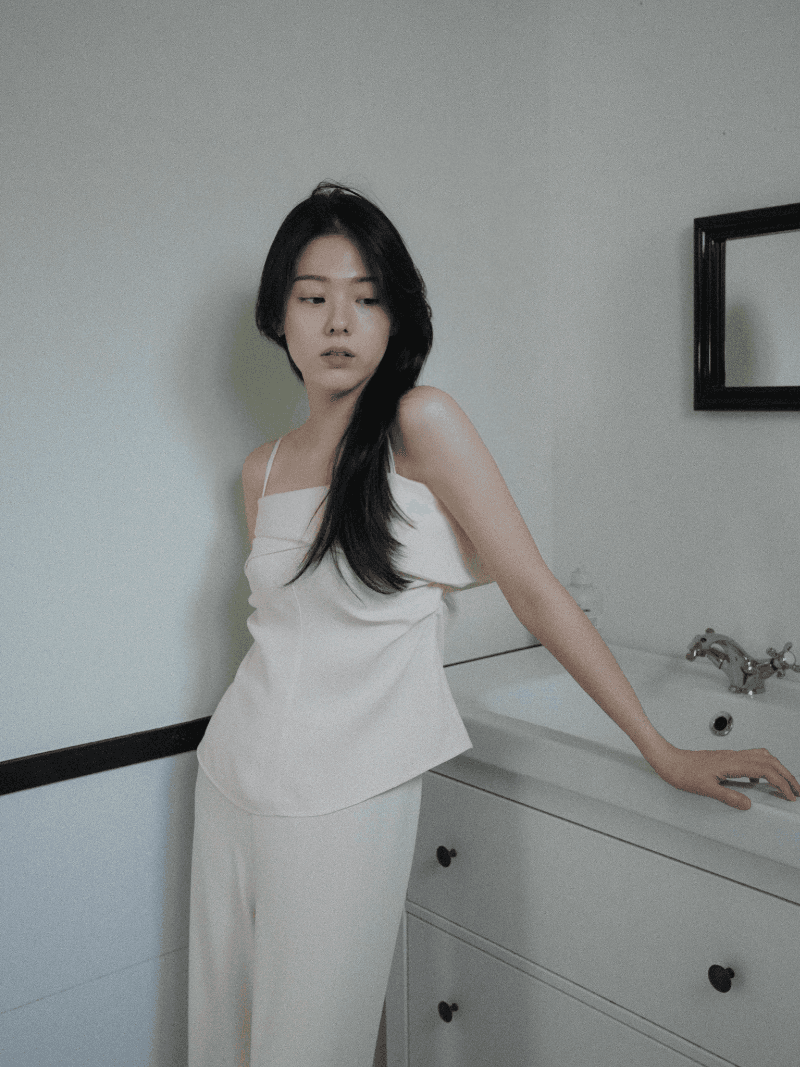 [NouArté] 벨르 셋업 슬리브리스 블라우스 (아이보리)