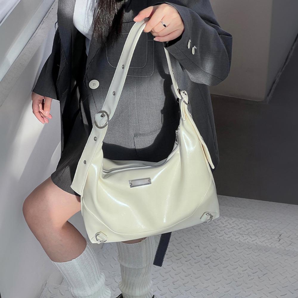 글로우 크림 숄더백 / 레더 스트릿 데일리 스퀘어 캐주얼 가방