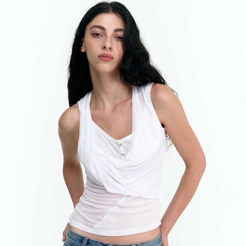 DRAPED HENLEY TANK (WHITE)