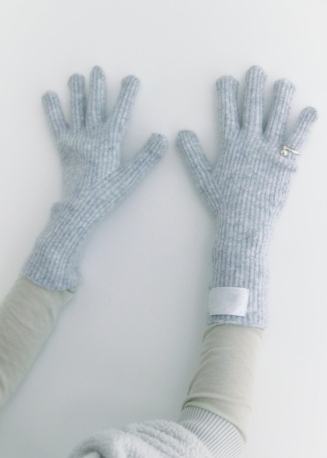 cat-letter carrier wool gloves (light grey)
