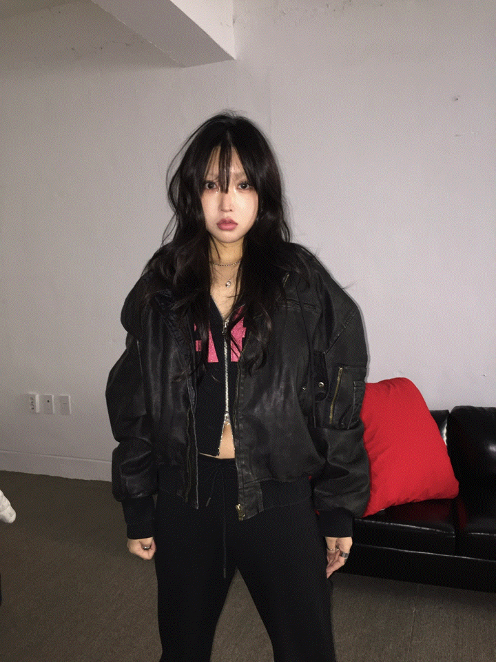 Leather hood jumper (4온스/MA-1)