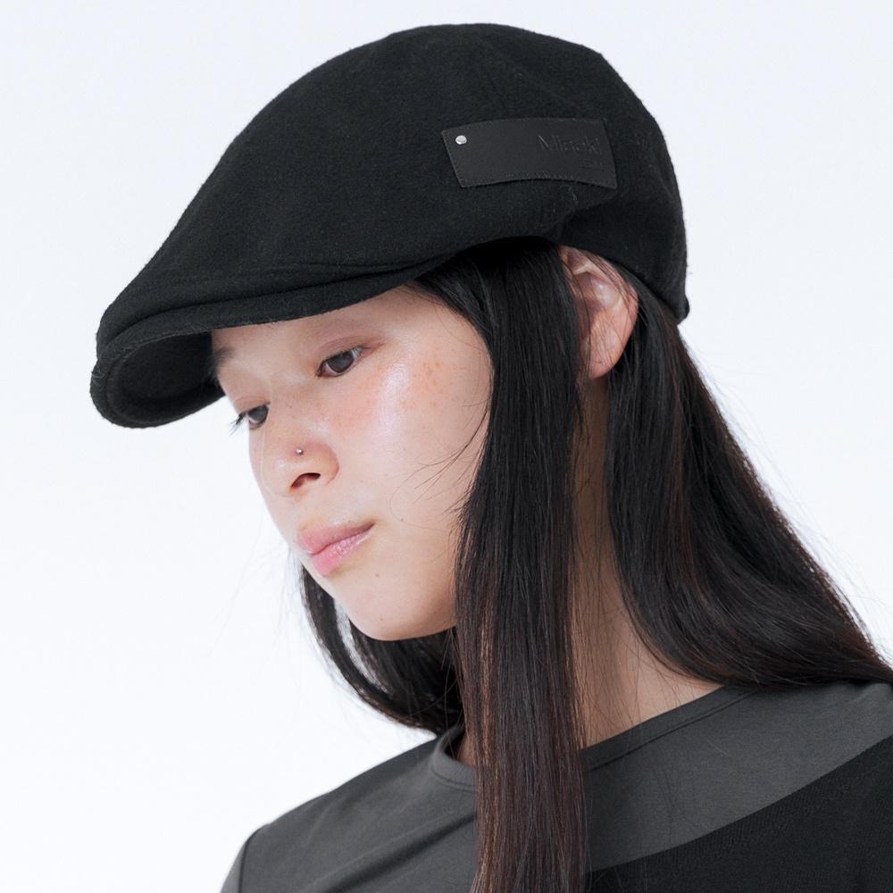 Patch wool hunting cap BLACK
