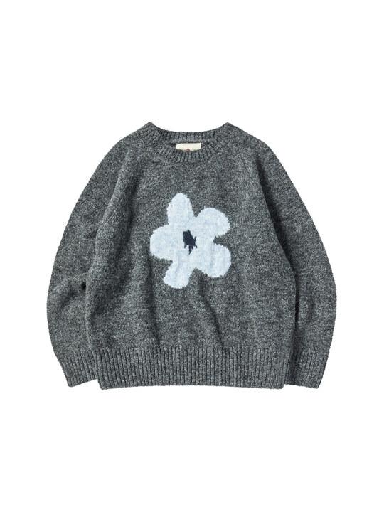 W FLOWER MOOD SWEATER [DEEP GRAY]