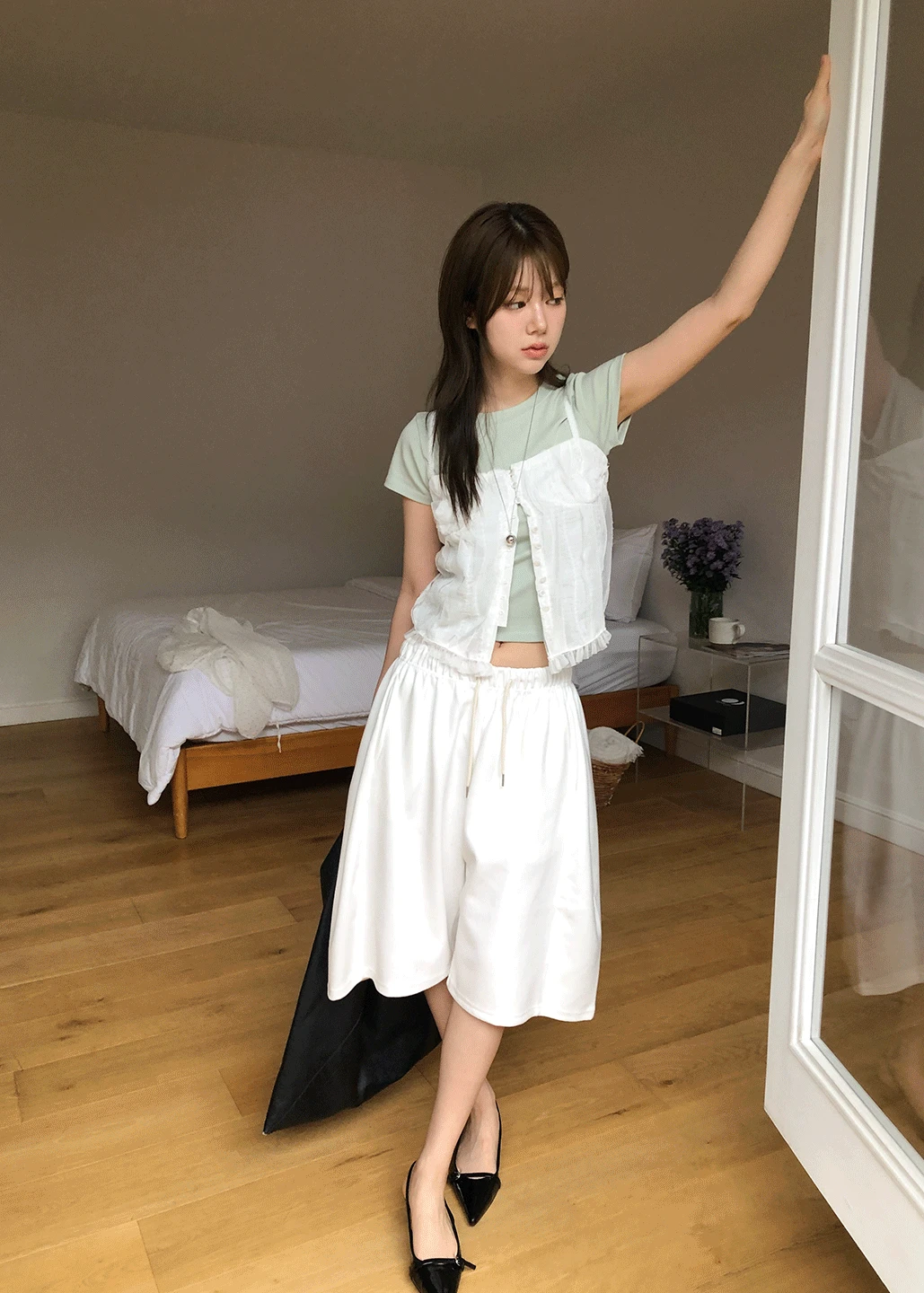 MESH FRILL RUFFLE SLEEVELESS