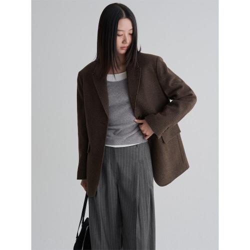 오버핏 테일러드 재킷  브라운