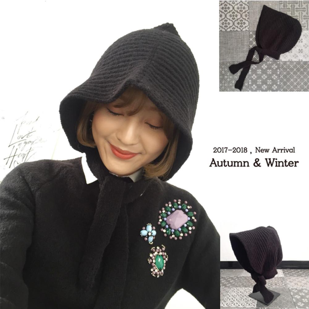 성냥팔이소녀  니트 보넷 귀도리 여성 겨울 후드 모자