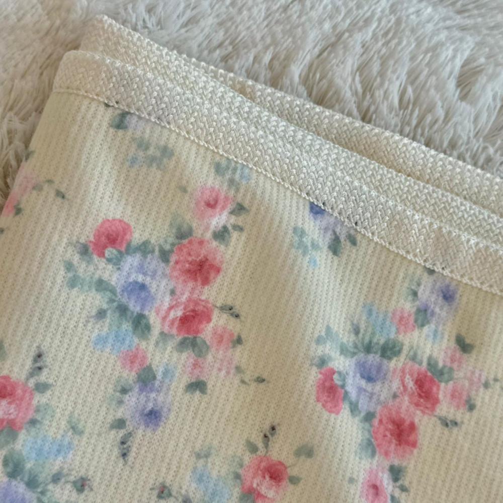 creamy lemon floral blanket 빈티지담요 플라워 꽃무늬 담요