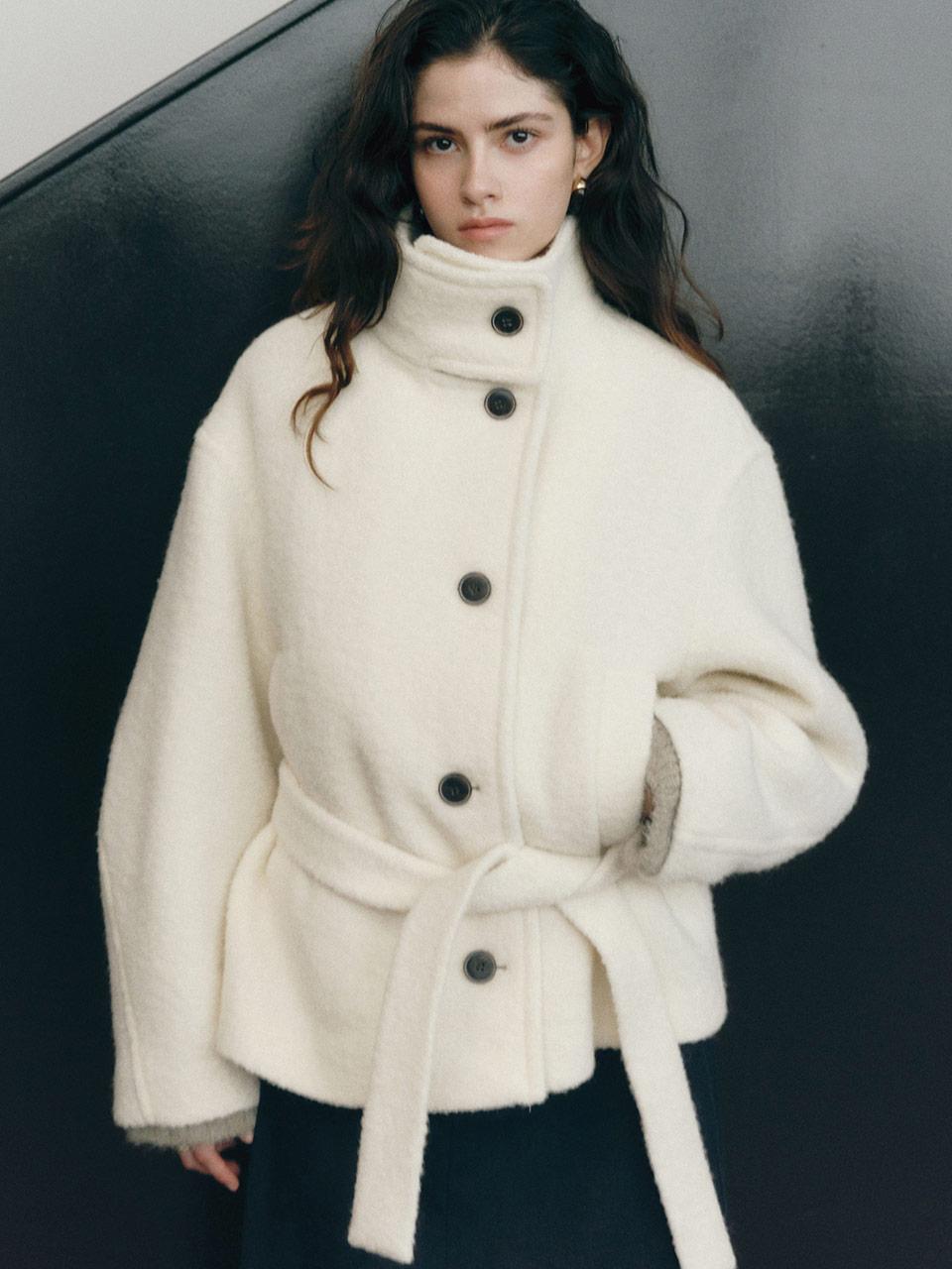 Structured Wool Belted Half Coat KW5WH8410_03