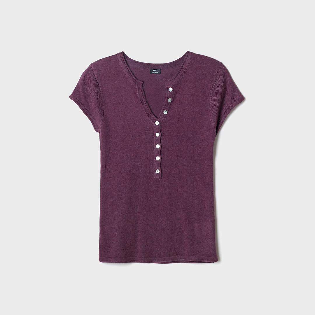 스파오 (QR) 헨리넥 캡소매 니트_SPKWG24G92