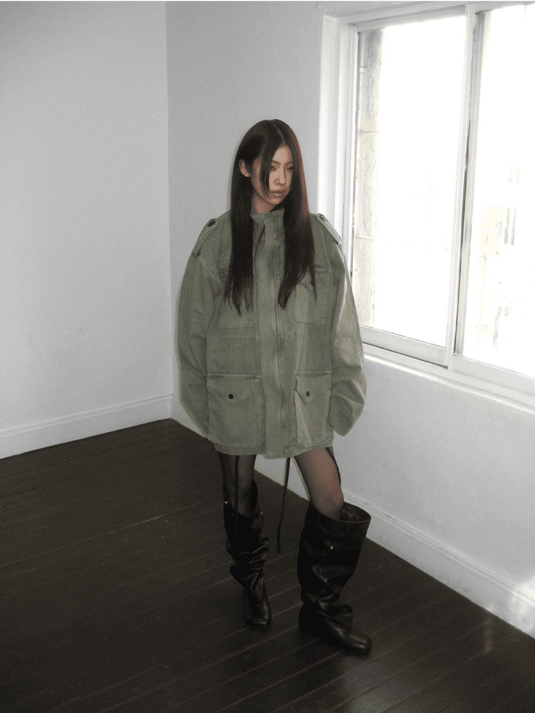 washed cargo bomber jacket (2 color)