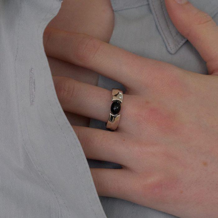 [VEI] 925silver STONE BOLD RING_ONYX