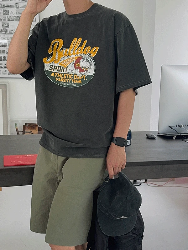 *불독 헤비 피그먼트 1/2티셔츠(4colors)