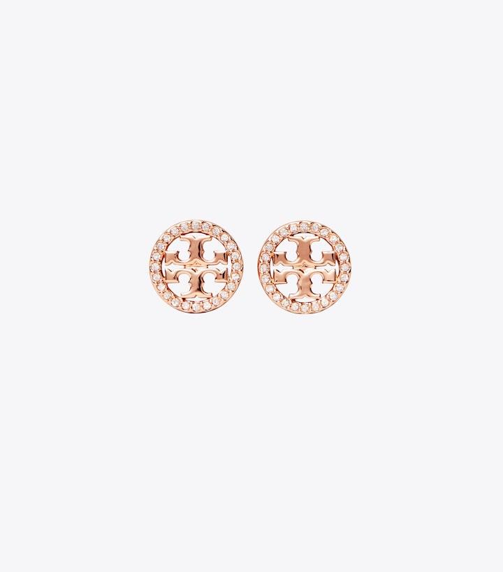 Icon Pavé Circle Stud Earrings - Rose Gold / Crystal