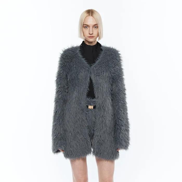 FAUX FUR CARDIGAN (W25KT9061GY)
