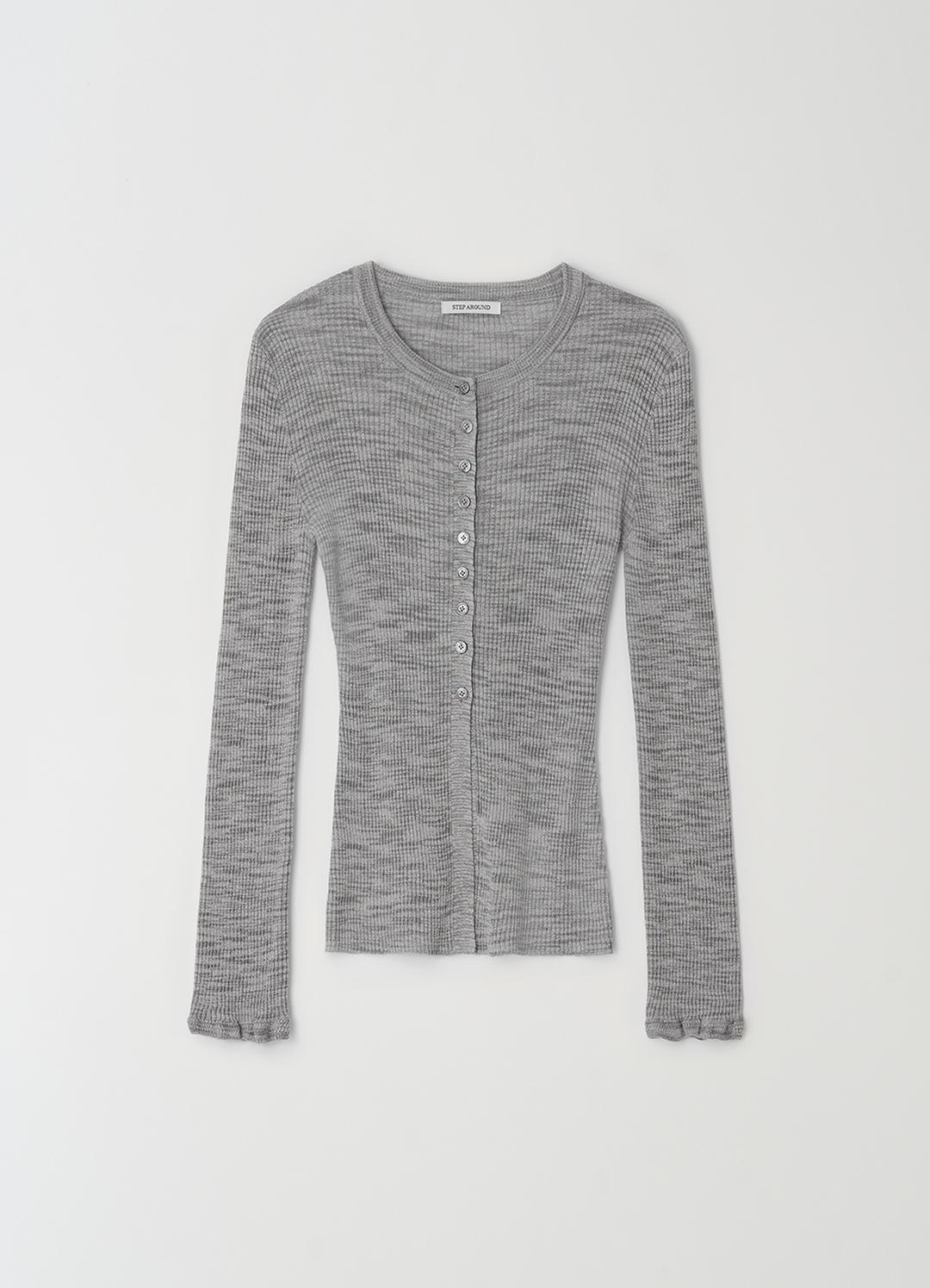 Ruffle sleeve cardigan_GREY