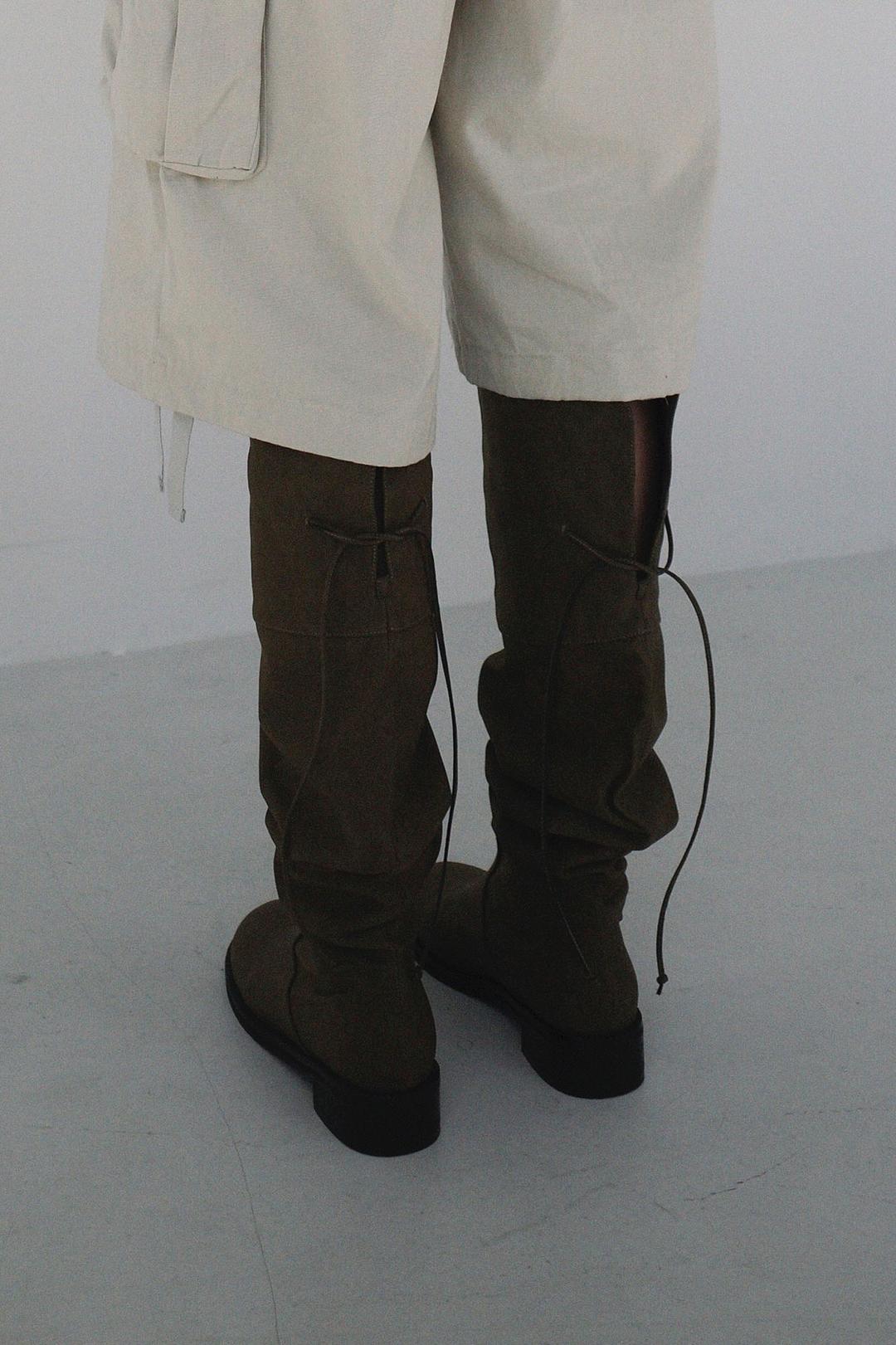 KNEE HIGH STRING BOOTS (KHAKI BROWN)