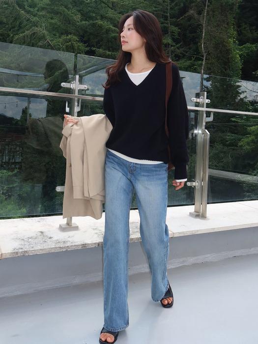 SIJN6099 90s 부츠 컷 페이드 데님_Medium blue