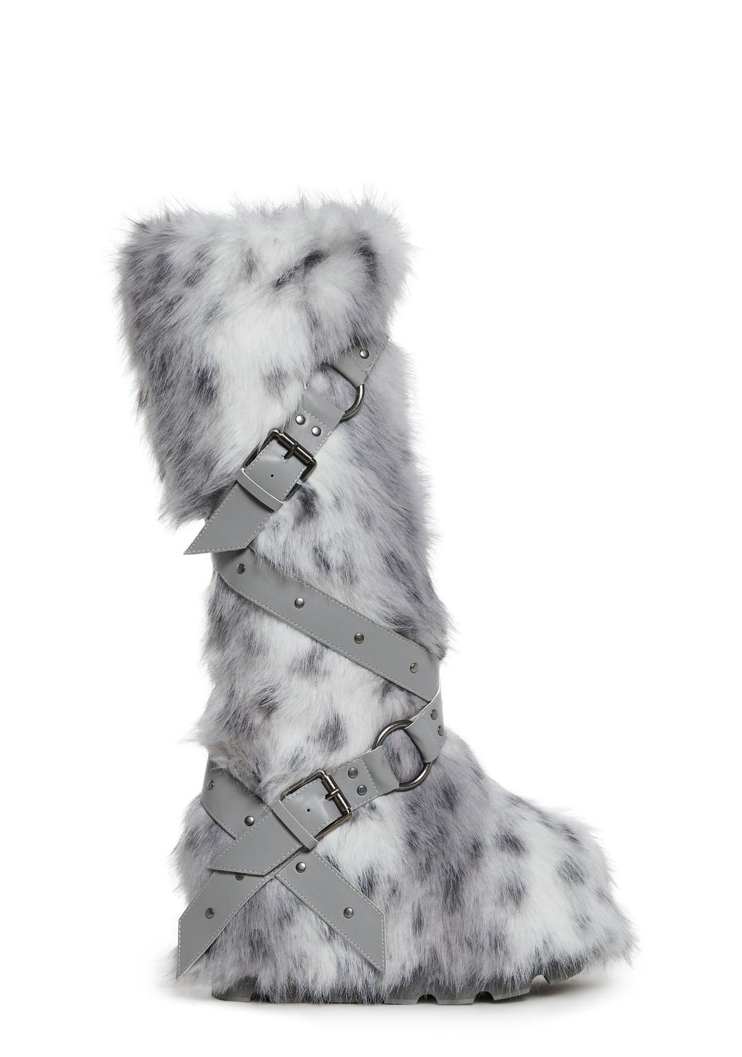 Wild Instincts Faux Fur Boots - White - WHITE / US 5
