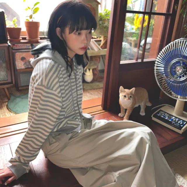 (2color) 니모 와플 스트라이프 투웨이 후드 집업