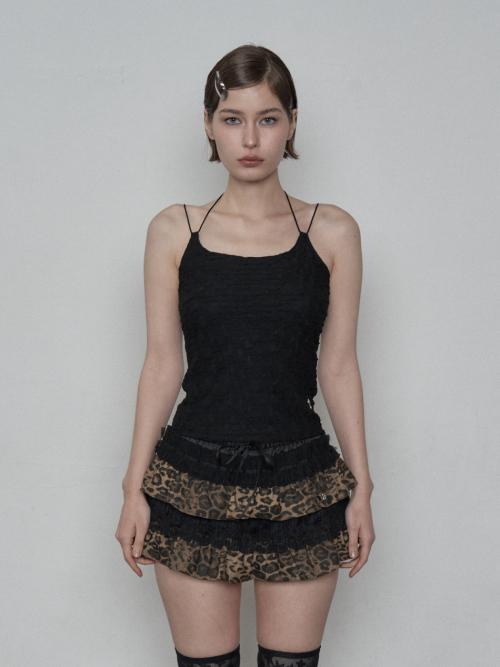 STRING HALTER NECK TOP / BLACK