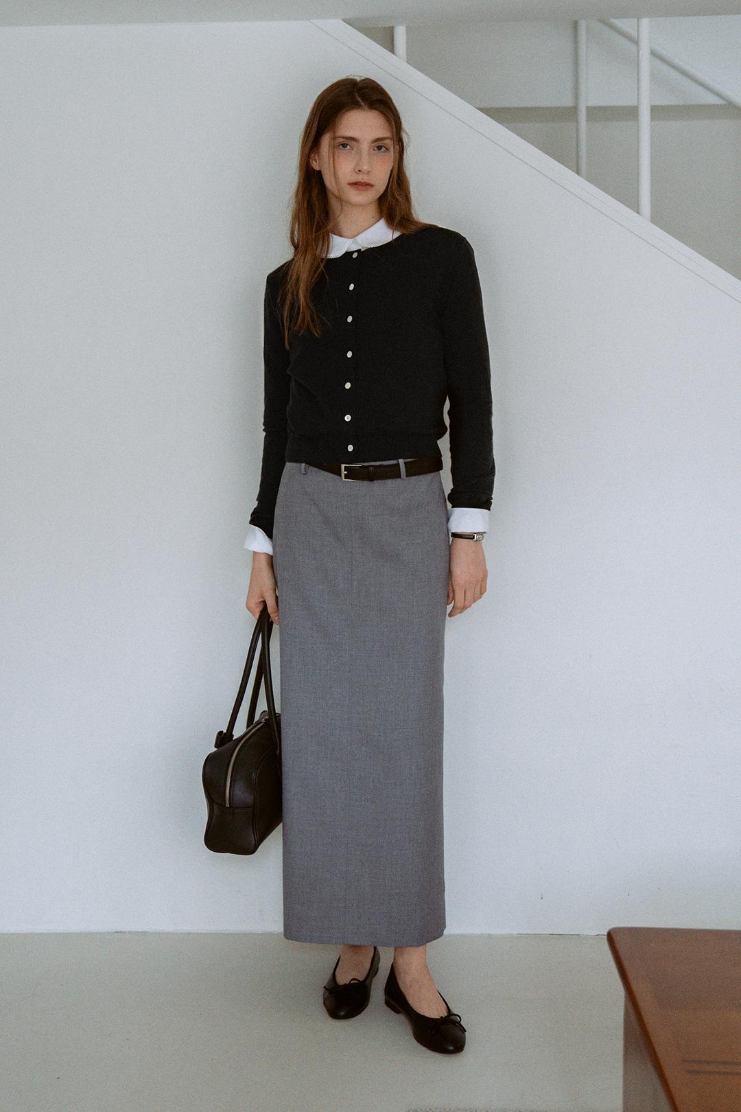 [2차 리오더]Stitch H-Line Long Skirt[LMBESPSK5407]-Gray