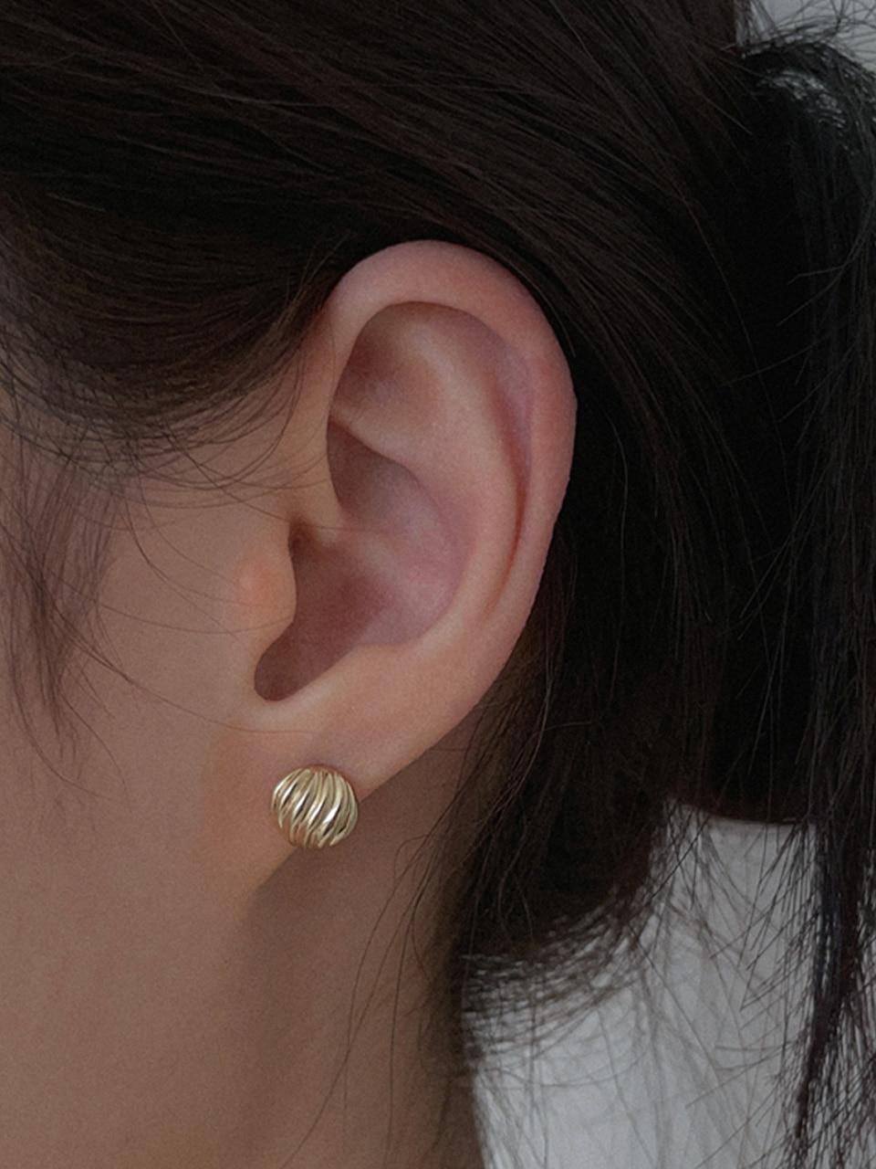 14k 라운드 그루브 귀걸이