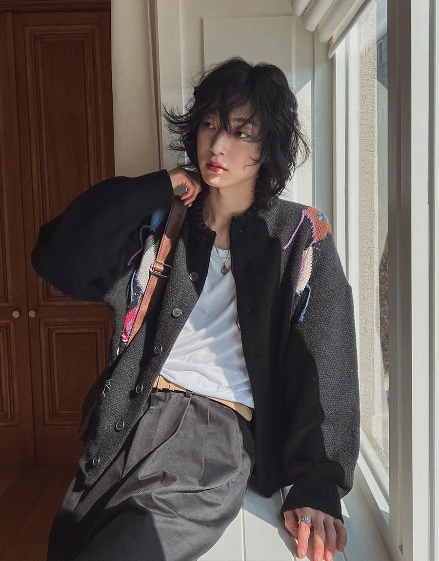 [주간판매량 급상승] 키도 빈티지 아가일 가디건 black.