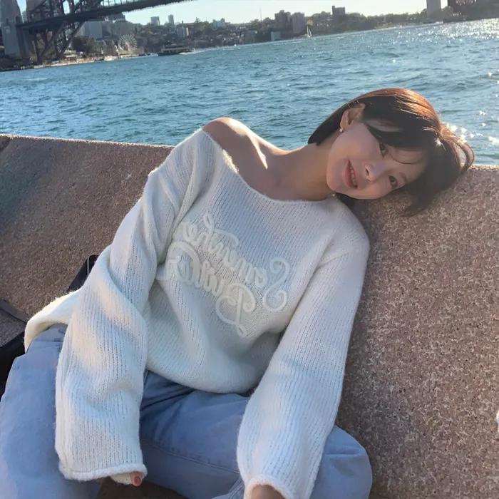 Mohair Letter Long Sleeve Knit - Ivory