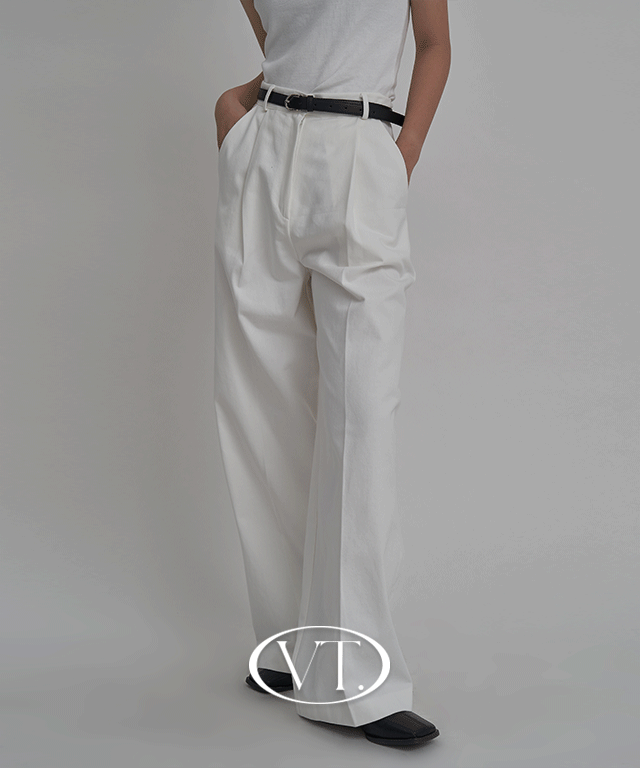 분트 [VT MADE] 뮤 와이드 핀턱 코튼 팬츠