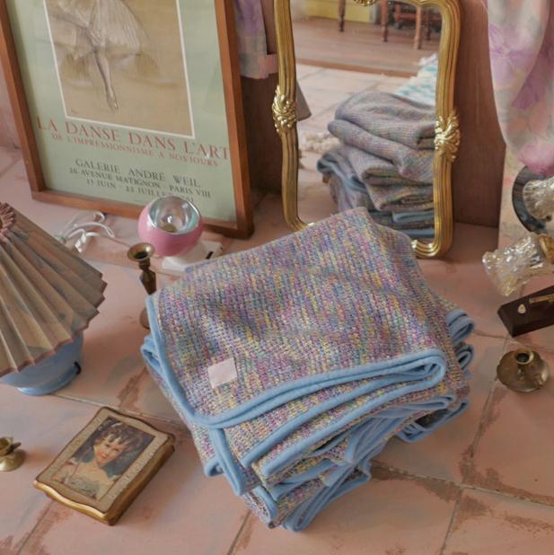 pastel knitted blanket