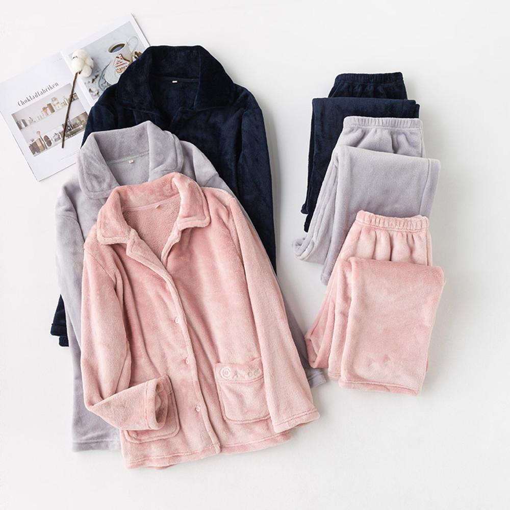 레터링 극세사 수면 잠옷세트 커플 파자마 겨울 홈웨어